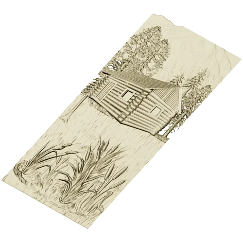 Forest Cabin Relief - STL 3D model for CNC carving