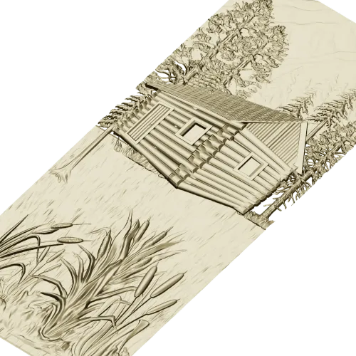 Forest Cabin Relief - STL 3D model for CNC carving