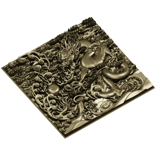 Дракон в облаках - рельефная 3D модель STL для ЧПУ