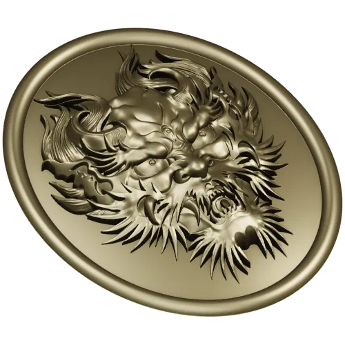 Dragon head medallion 3D STL for CNC