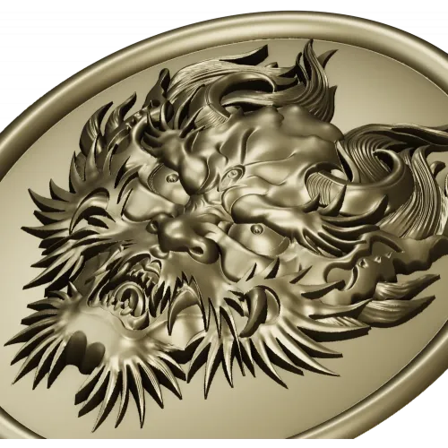 Dragon head medallion 3D STL for CNC