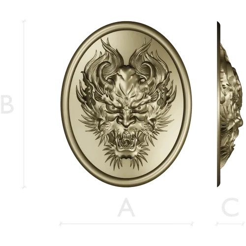 Dragon head medallion 3D STL for CNC