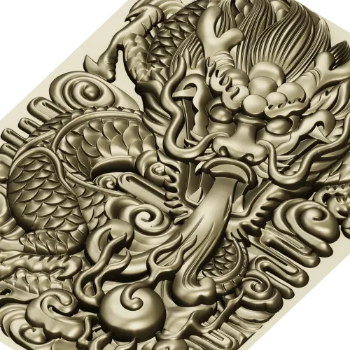 Дракон в облаках - декоративная 3D модель STL для ЧПУ