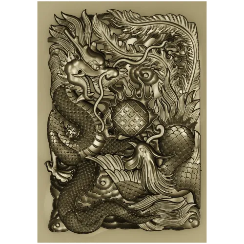 Imperial Dragon Relief - detailed 3D STL panel for CNC