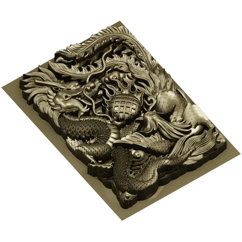 Imperial Dragon Relief - detailed 3D STL panel for CNC