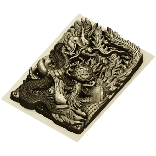 Imperial Dragon Relief - detailed 3D STL panel for CNC