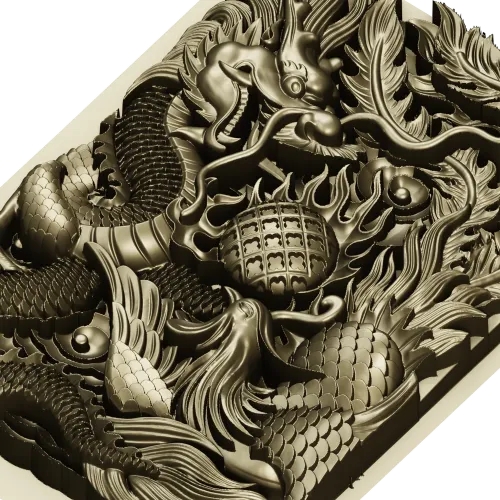 Imperial Dragon Relief - detailed 3D STL panel for CNC