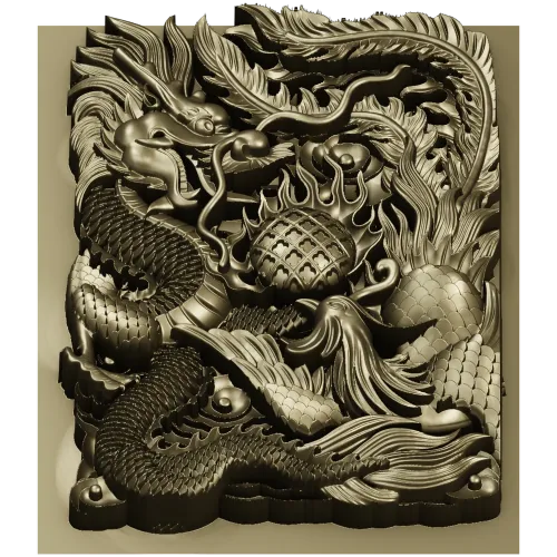 Imperial Dragon Relief - detailed 3D STL panel for CNC