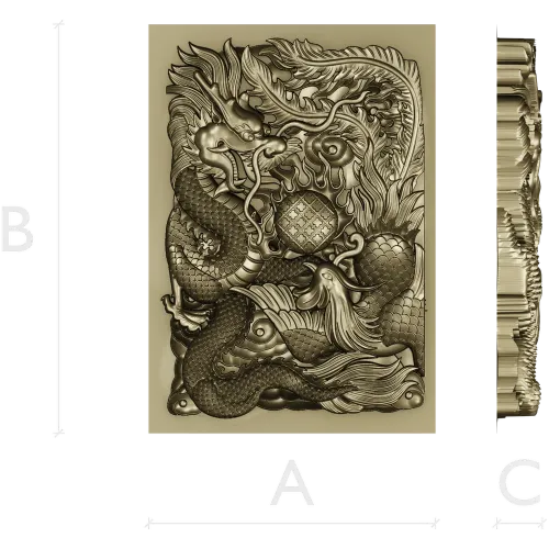 Imperial Dragon Relief - detailed 3D STL panel for CNC