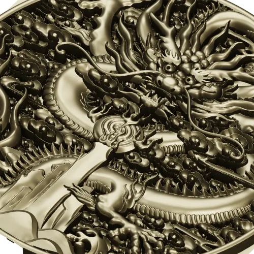 Круглый медальон "Дракон в облаках" - 3D модель STL для ЧПУ