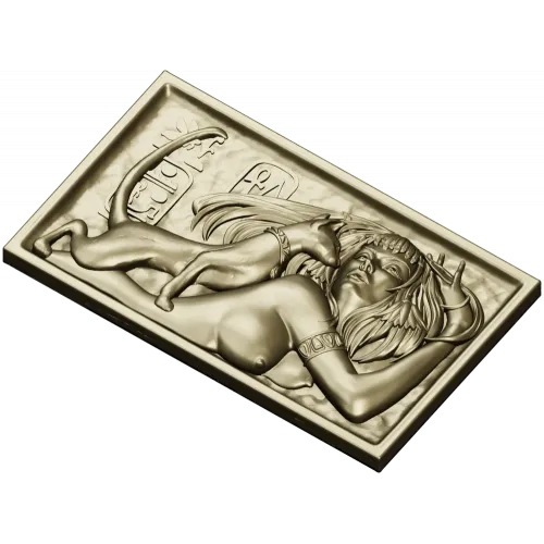 Egyptian Reclining Lady with Cat - STL Relief for CNC