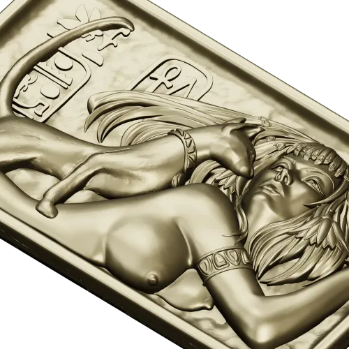 Egyptian Reclining Lady with Cat - STL Relief for CNC