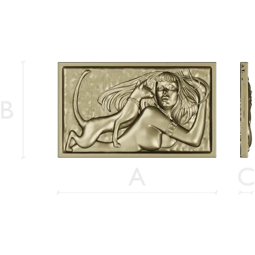 Egyptian Reclining Lady with Cat - STL Relief for CNC