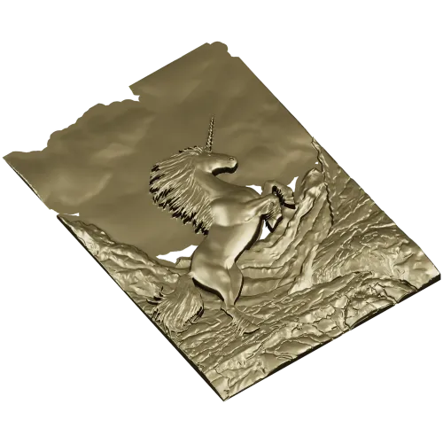 Единорог в скалах - 3D рельеф для ЧПУ (STL)