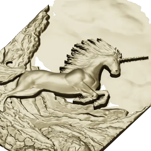 Единорог в скалах - 3D рельеф для ЧПУ (STL)