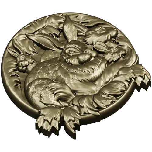 Hare Family Medallion - high-relief STL for CNC carving