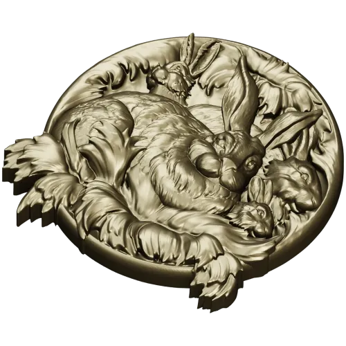Hare Family Medallion - high-relief STL for CNC carving