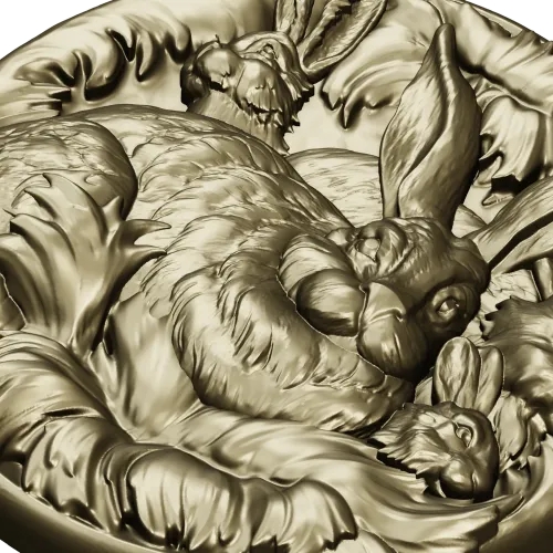Hare Family Medallion - high-relief STL for CNC carving