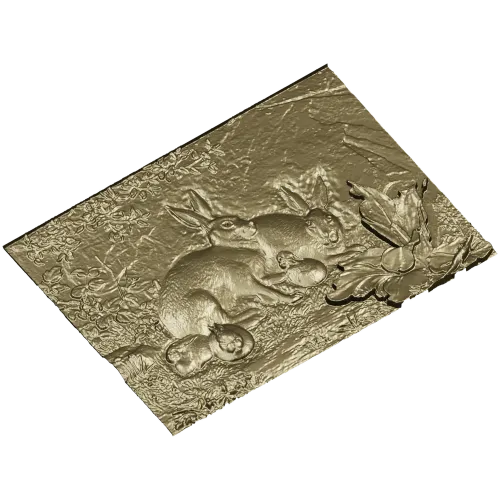 Rabbit Family Bas-Relief STL 3D Model for CNC