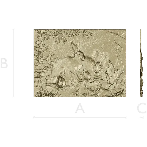 Rabbit Family Bas-Relief STL 3D Model for CNC