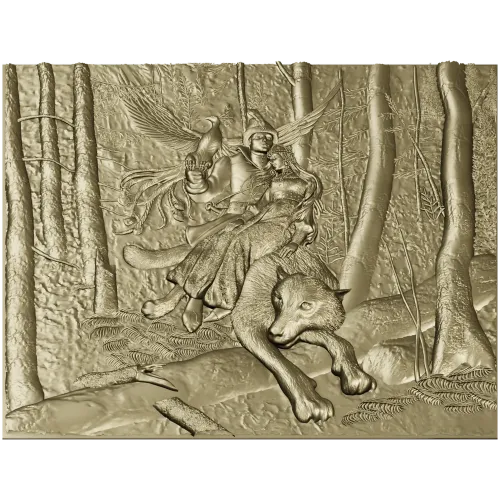 Ivan Tsarevich and the Gray Wolf - High Relief Panel STL