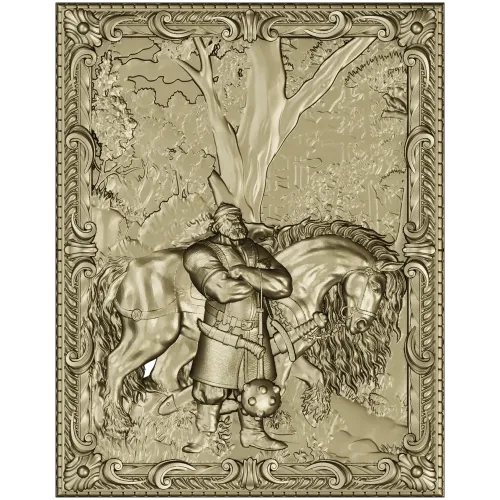 Ilya Muromets relief panel STL for CNC milling
