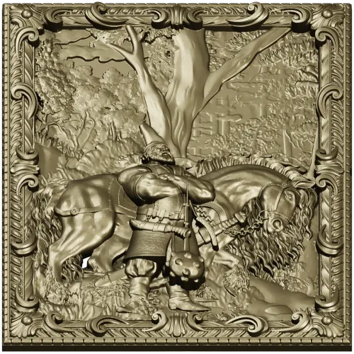 Ilya Muromets relief panel STL for CNC milling