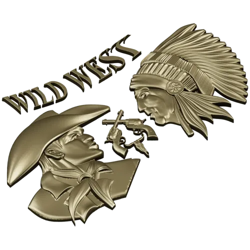 Wild West relief STL for CNC - Cowboy vs Native Chief