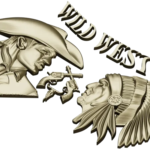 Wild West relief STL for CNC - Cowboy vs Native Chief