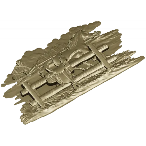 Horse & Saddle Bas-Relief - STL 3D model for CNC carving