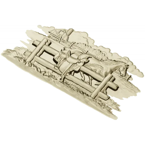 Horse & Saddle Bas-Relief - STL 3D model for CNC carving