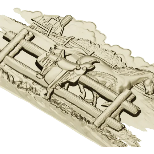 Horse & Saddle Bas-Relief - STL 3D model for CNC carving