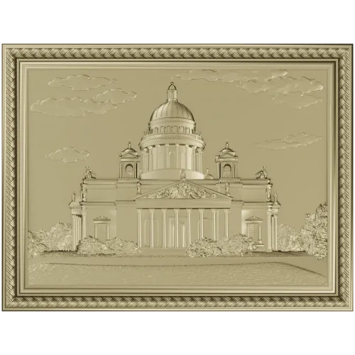 St. Isaac's Cathedral Framed Bas-Relief - STL 3D Model for CNC
