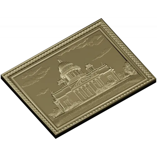 St. Isaac's Cathedral Framed Bas-Relief - STL 3D Model for CNC