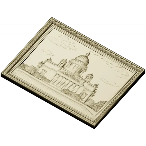 St. Isaac's Cathedral Framed Bas-Relief - STL 3D Model for CNC