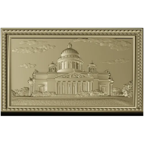 St. Isaac's Cathedral Framed Bas-Relief - STL 3D Model for CNC
