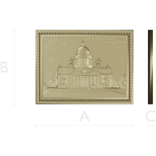 St. Isaac's Cathedral Framed Bas-Relief - STL 3D Model for CNC