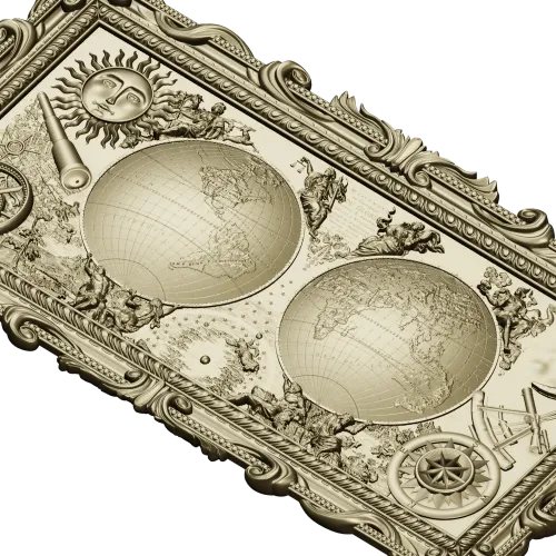 Double Globe Ornate Relief - STL 3D Model for CNC