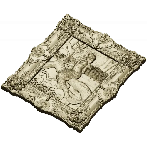 Русалка в камышах - рельеф в раме (3D модель STL для ЧПУ)