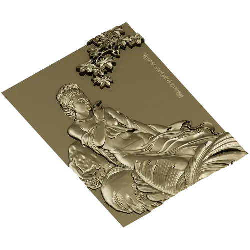 Lotus Serenity - high-relief Chinese beauty 3D model (STL) for CNC