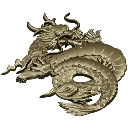 Coiled Imperial Dragon - detailed STL 3D model for CNC