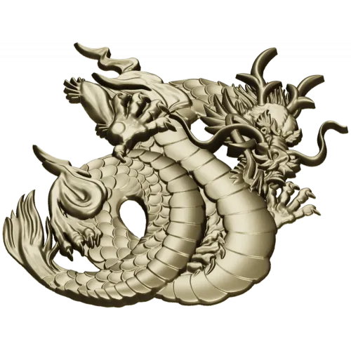 Coiled Imperial Dragon - detailed STL 3D model for CNC