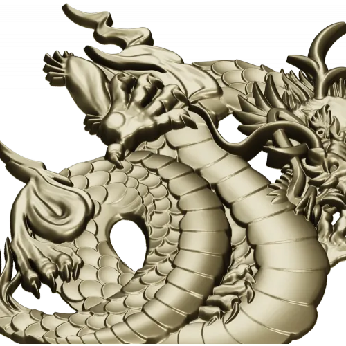 Coiled Imperial Dragon - detailed STL 3D model for CNC