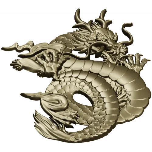 Coiled Imperial Dragon - detailed STL 3D model for CNC