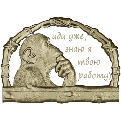 Pensive Monkey Key Holder - STL 3D model for CNC