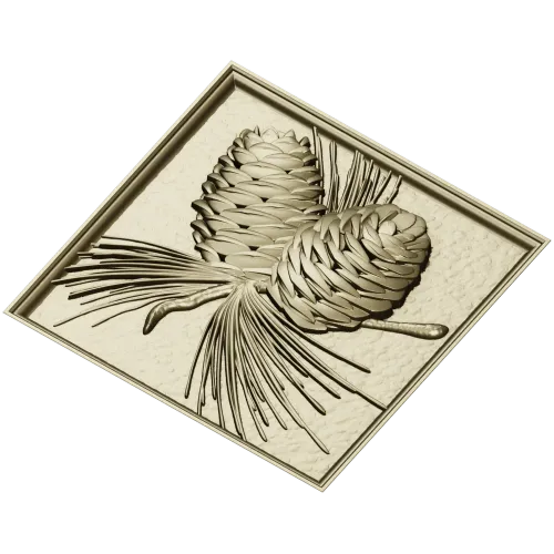Pinecone Relief Panel STL for CNC Carving