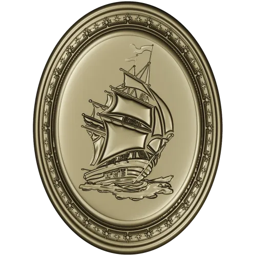 Oval Ship Medallion STL for CNC Routing