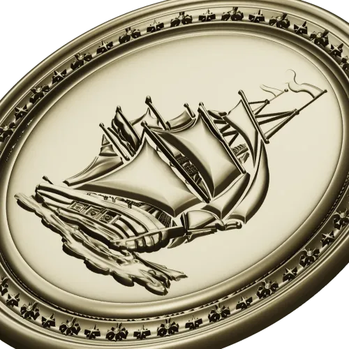 Oval Ship Medallion STL for CNC Routing