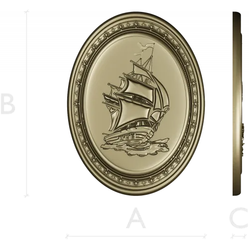 Oval Ship Medallion STL for CNC Routing