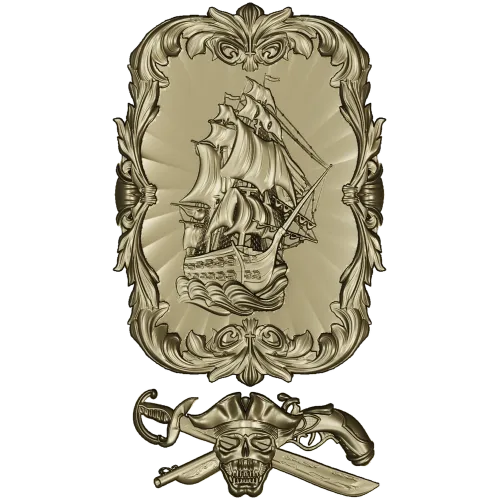 Ship Relief Plaque STL - 3D model for CNC router